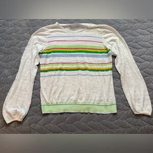 Trina Turk Long Sleeved Multi-colored Striped Top, Large